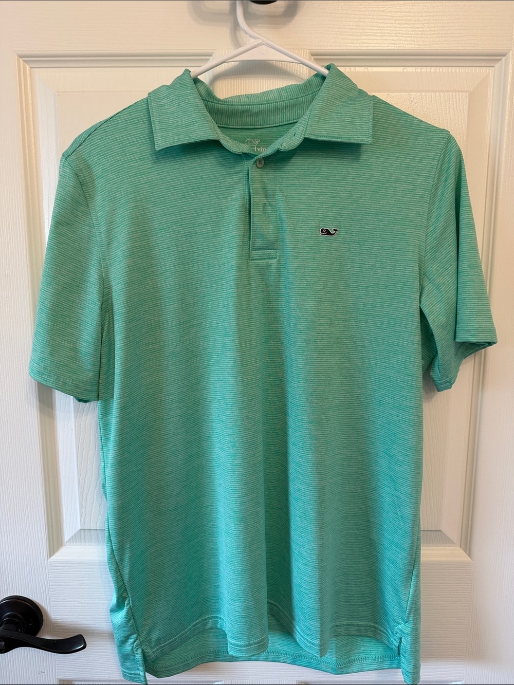 Vineyard Vines Sankaty stripe polo. Green. Size XL (18). Performance material.